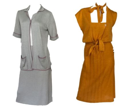 Christian Dior knitted ensembles, over 2 sets one a 2 piece the other 4 pieces. All linen, silk and acrylic material. Both se