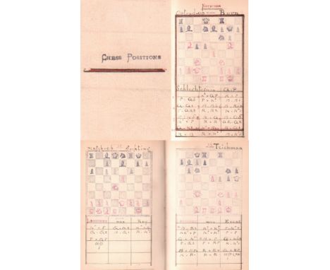 (Watson, J. E.?) Chess Positions. Ohne Ort, ca. 1906. 8°. Mit 364 Diagrammen. 2 Bll., 365 Seiten, 9 Bll. Index. Roter Halbled