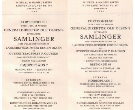 Kunstwerke. Auktionskatalog. 1944. Versteigerung: Samlinger Generaldirektor Ole Olsens. Teil I. und II. … som ifölge rekvisit