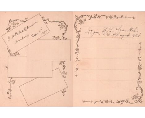 Blackburne, Joseph Henry. Autographenblatt mit eigenhändiger Unterschrift von J. H. Blackburne aus dem Jahr 1895. Blattgröße 