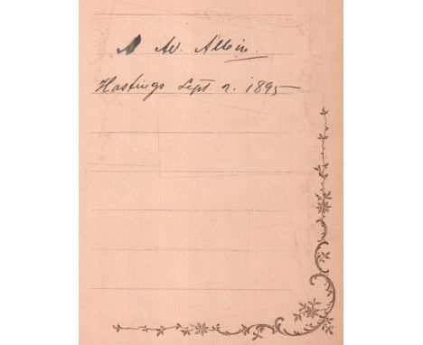Albin, Adolf. Autographenblatt mit der eigenhändigen Unterschrift und Datumsangabe “Ad. Albin Hastings Sept. 2. 1895”. Blattg