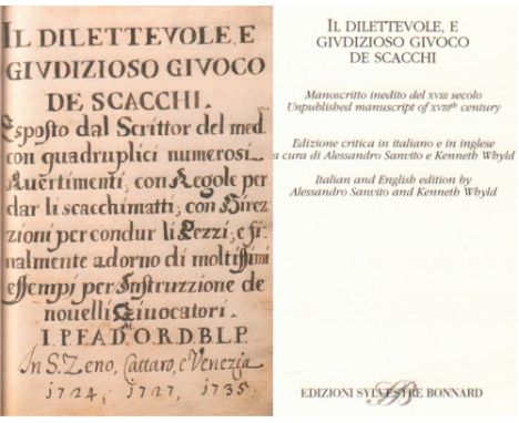Il dilettevole, e givdizioso givoco de scacchi. Manoscritto inedito del XVIII secolo. Unpublished manuscript of XVIIIth centu