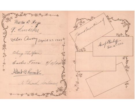 Torre, Carlos. Autographenblatt mit 9 eigenhändigen Unterschriften von Schachmeistern und Schachfreunden aus der ersten Hälft
