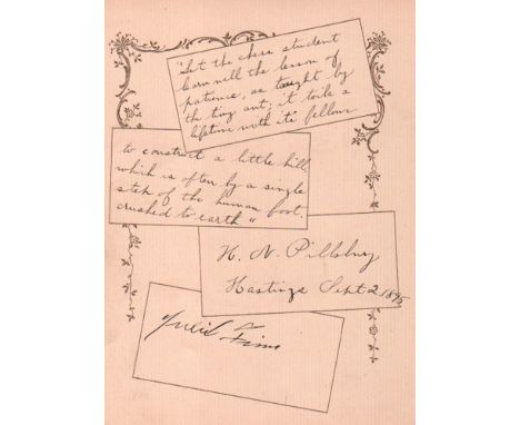 Pillsbury, Henry Nelson. Autographenblatt mit eigenhändiger Widmung und Unterschrift von H. N. Pillsbury aus dem Jahr 1895. B