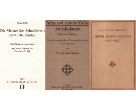 Aljechin, A. Meine besten Partien (1908 - 1923). Berlin und Leipzig, de Gruyter, 1929. 8°. Mit 1 Porträttafel und vielen Diag