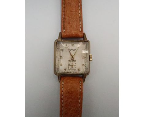 A vintage Ardan, manual wind wristwatch, the signed rectangular dial with Arabic numerals, minute track, and subsidiary secon