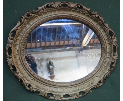 Vintage gilded and piercework decorated wall mirror. Approx. 56.5cms x 66cms 
