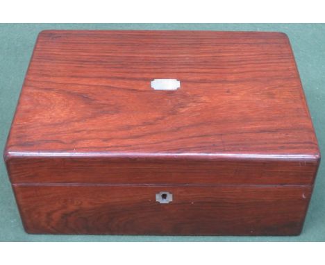 Vintage rosewood jewellery casket with sectional tray interior 