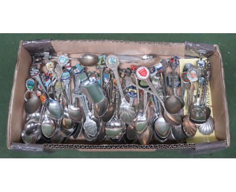 Collection of vintage enamelled and other souvenir collectors spoons, relating to various places of interest etc 