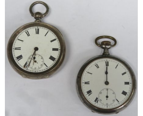 800 silver pocket watch with circular enamelled dial, plus another vintage pocket watch 