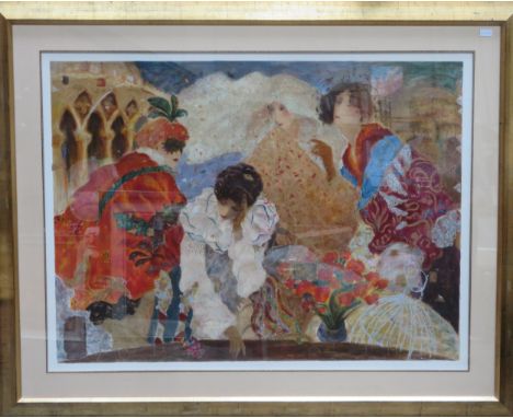 Roy Fairchild-Woodward - Large limited edition pencil signed artists proof serigraph - Masquerade. Approx. 112cms x 138cms 