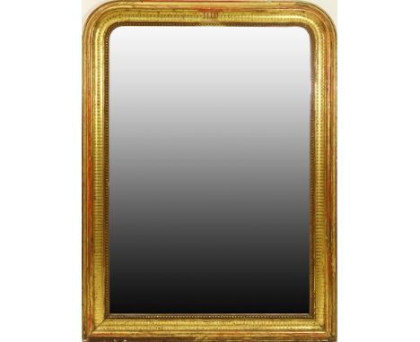 Large Antique Gilt Wood Framed Mirror. Wear and Small Losses or in Good Condition. Mirror Measures 46-1/2 Inches by 31 Inches