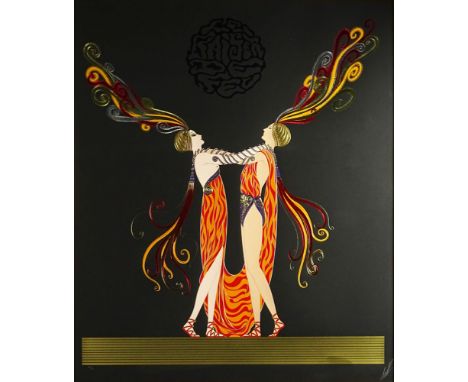 Erté, French (1892-1990) color serigraph with embossing and foil, The Kiss of Fire - Love and Passion Suite. Signed lower rig