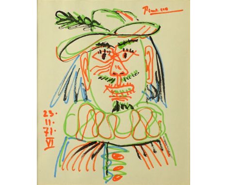 after: Pablo Picasso, Spanish (1881-1973) color lithograph, Clown. Signed and dated within plate. Good condition or better. M