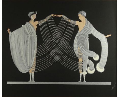 Erté, French (1892-1990) color serigraph with embossing, "Marriage Dance". Signed lower right, numbered 36/300 lower left. Go