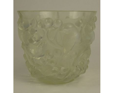 A Rene Lalique Molded and Opalescent Glass "Avallon" Vase. Etched Signature R Lalique France N. 986. Small Clam Shell Flake o