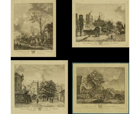 Set of Four (4) 18th Century French Engravings "Du Cabinet de Mr. le Duc de Choiseul" Various Printers. Unsigned. Light Tonin