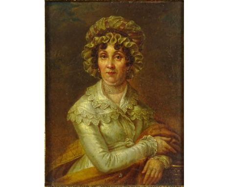 Early Possibly 18th Century German Oil on Board "Old Master Portrait of a Woman" In Elaborate Gilt Wood Frame. Unsigned, alth