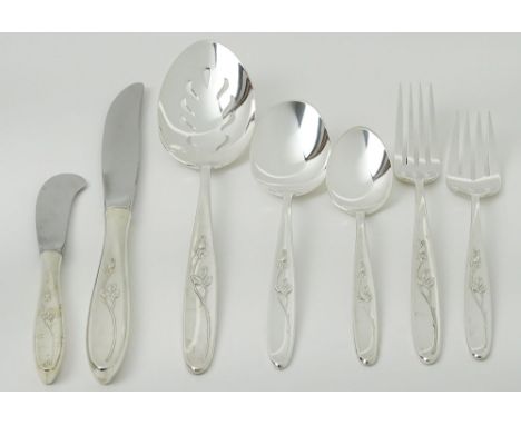 Thirty-one (31) piece Towle sterling silver partial flatware service including: six dinner forks; four salad forks; eight tea