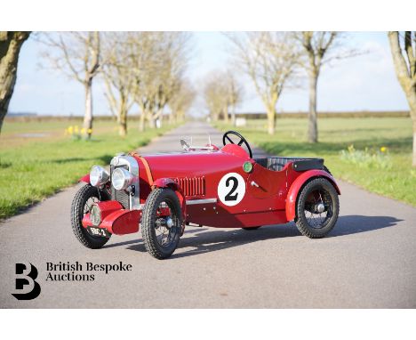 Chris Leyshon-James MG replica pedal car. The bespoke model benefits from a classic 2ft track, aluminium chassis and body tub