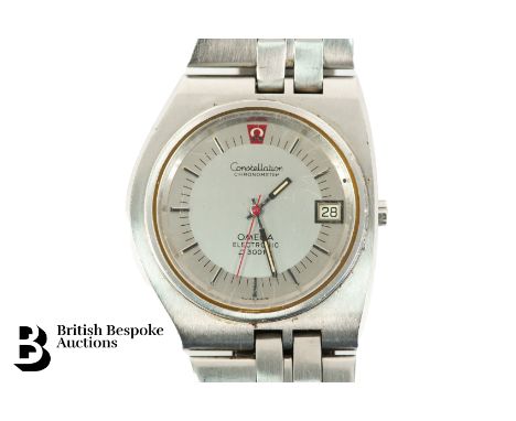Gentleman's Omega stainless steel 'Constellation' chronometer wrist watch. The watch having a 30mm face with baton dial and d