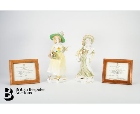 Limited edition Royal Worcester figurines, from The Age of Elegance series, modelled by Kenneth A. Potts, entitled 'Paramour'