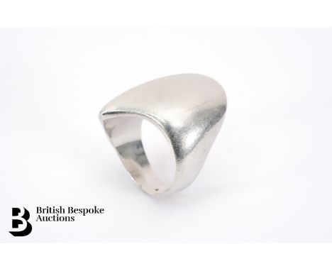 Georg Jensen&nbsp;silver ring, size P, 25 gms, mm possibly Henning Koppel.&nbsp;