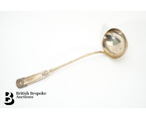 A German silver ladle, marked with crescent moon and crown stamped 800, C W Wilcke &amp; Gierth. Weight approx. 230gms.&nbsp;