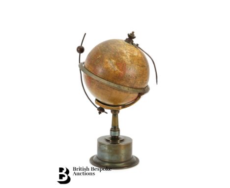 Richard's chronosphere globe, late 19th century, patent nr 19460. The 6" sphere applied with twelve hand finished gores, anno