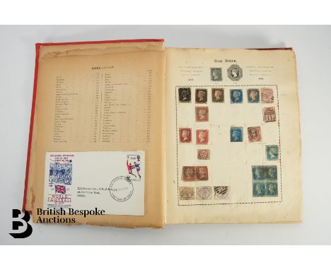 Old time collection in a worn Excelsior Postage Stamp Album containing GB, commonwealth and foreign stamps, largely from Quee