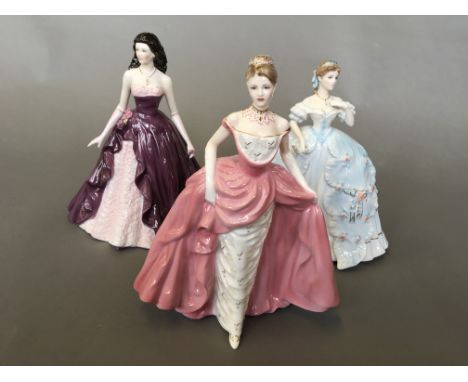 Two Royal Worcester figures to include “The Firt Quadrille” and “Charlotte” CW 572, together with a Coalport figure titled “M