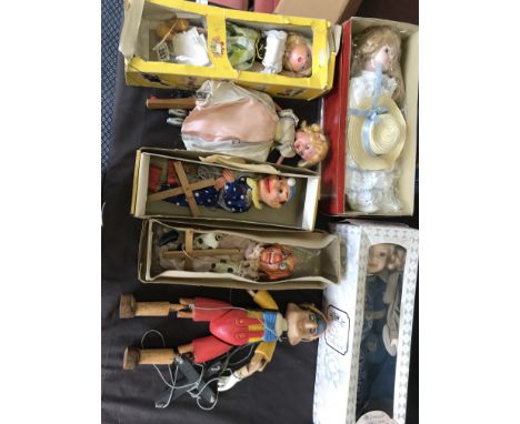 A large collection of toys to include a Pelham puppet, as well as four other puppets