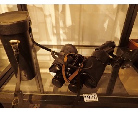 Pair of 7 x 50 marine Carl Wetzlar binoculars a vintage Wrayvu 9 x 40 pair and a further pair