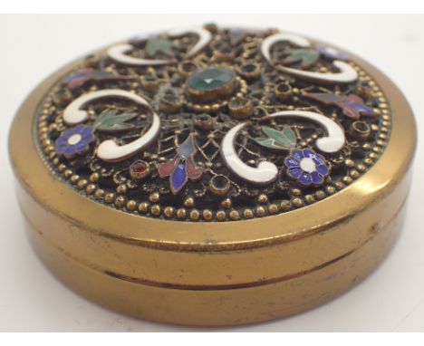 Vintage brass compact with enamel finish