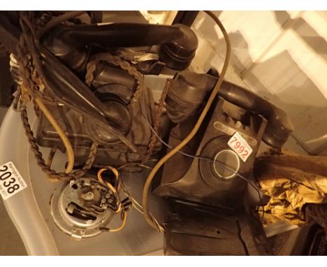 Tray of vintage GPO telephones and associated parts
