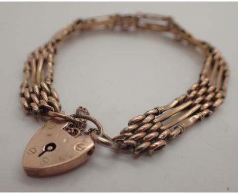 9ct yellow gold gate bracelet with safety chain 7.7g