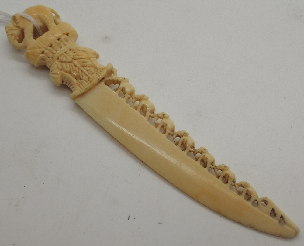 Antique ivory elephant train paper knife L 10 cm