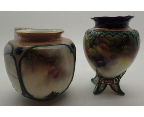 Two Hadleys Worcester vases one with arctic tern decoration