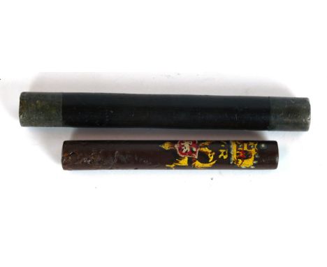A William IV Arbroath Burgh Police ebony and metal tipstaff, early 19th Century The 15cm tipstaff ends stamped WR IV and JG (