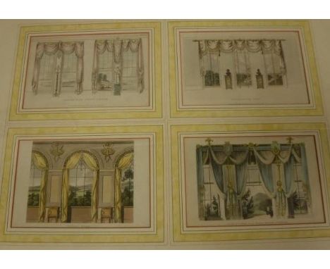 AFTER R ACKERMANN (Publisher) "Furniture designs", a set of four framed as one, together with "Curtain designs", a set of fou