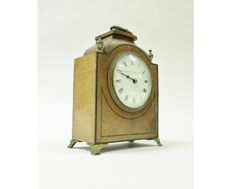 A 19th Century mahogany cased mantle clock, retailed by Manoah Rhodes & Sons Ltd of Bradford, Roman numerals to the enamel di