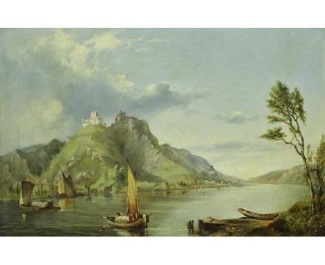 T HALL (19TH CENTURY) "The Castle of the Brothers over the Rhein", Burg Sterrenberg and Burg Liebenstein towering above the R