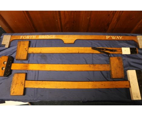 Railwayana, a track gauge also known as a cant gauge, painted with 'Forth Bridge P'Way', and three other pieces. Believed to 