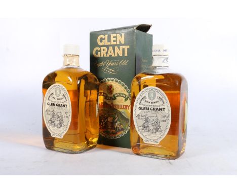 Two bottles of GLEN GRANT 8 year old Highland single malt Scotch whisky, 1970s bottlings, 70° proof, 26 2/3 fluid ounces, bot