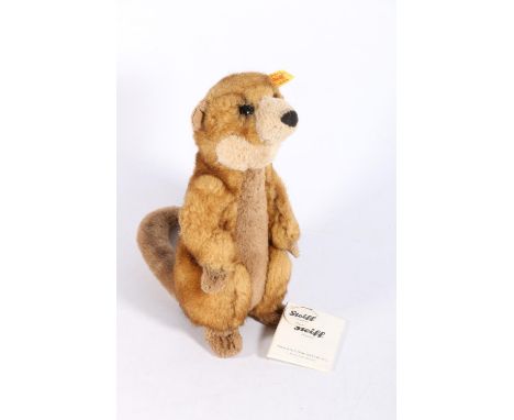 Steiff of Germany 064425 Rico meerkat soft toy, 22cm tall. 