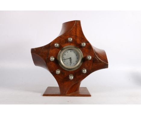 British Royal Air Force wooden propeller boss made into a clock, the reverse incised 'BN No497, 12 CYL RAF 4A, RE8, T6296', t