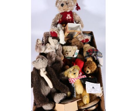 Collectable teddy bears to include Harrods bear, Steiff 110139 bear, Dean's 'Mini Professor' bear with open edition certifica