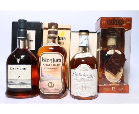 Four bottles of single malt Scotch whisky to include THE DALMORE 12 year old 40% abv. 70cl boxed, DALWHINNIE 15 year old 43% 