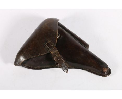 German WWI brown leather Luger holster, the interior stamped indistinctly but possibly Eckhart? and dated 1917, 25cm x 20cm, 