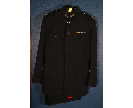 British Army uniform, a black jacket with Alkit of London interior pocket label [B25795 21/6/51 CAPT W T G ANGUS], with epaul